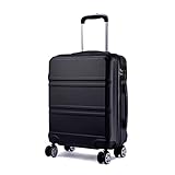 KONO Handgepäck Koffer Trolleys 55cm Leicht Hartschalenkoffer Reisekoffer mit 4 Rollen und TSA Schloss, 55x40x22cm, 39Liter, Zwillingsrollen Rollkoffer, ABS Hartschale (Schwarz, M)